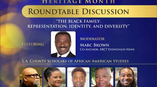 Flyer advertising an African American Heritage Month roundtable discussion about The Black Family: Representation, Identity and Diversity