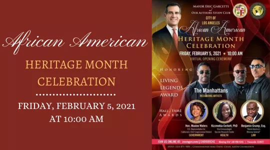 Flyer advertising the African American Heritage Month opening ceremonies.