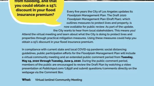 Floodplain management plan meeting flyer