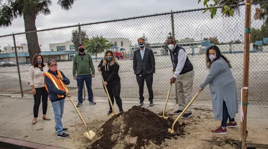 Tree Planting Ceremony on MLK blvd with CM Price Commissioner Garcia and StreetsLA staff and executives