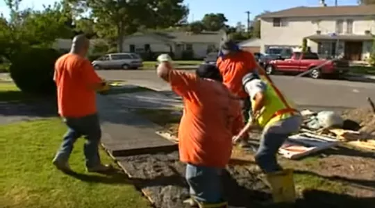 digging sidewalk