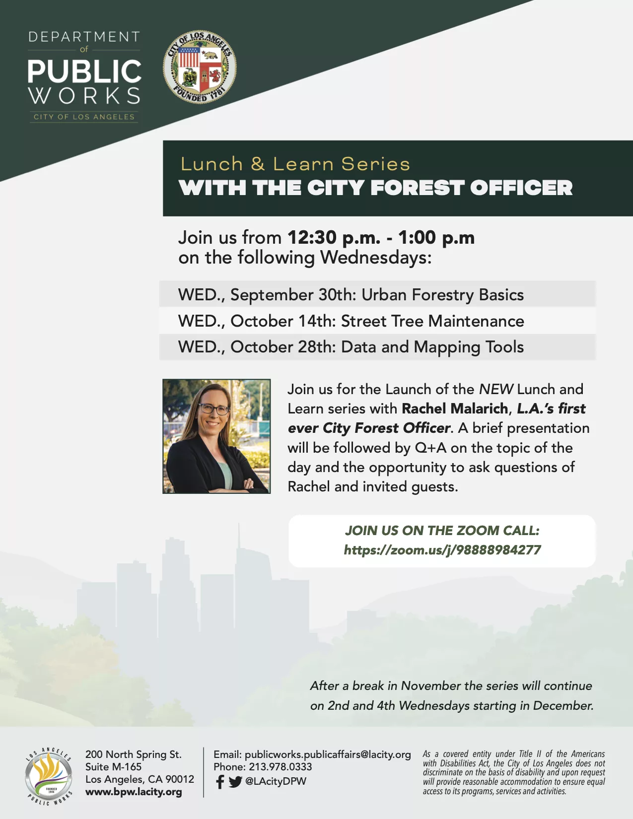 City Forest Officer Lunch and learn webinar flyer
