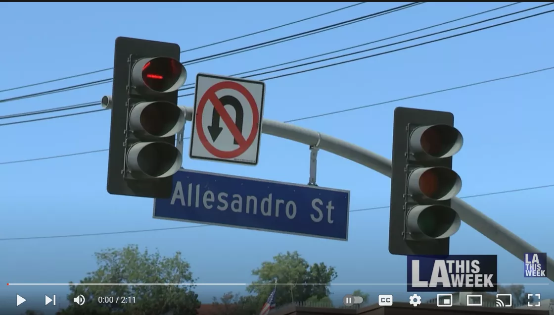 Screenshot of Channel 35 youtube video about Beautification of Allesandro/Glendale Median