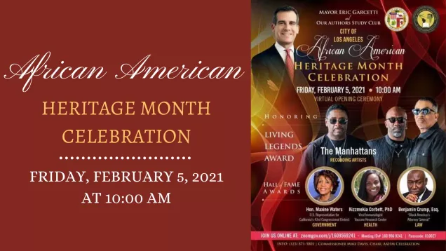 Flyer advertising the African American Heritage Month opening ceremonies.