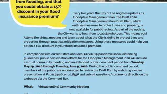 Floodplain management plan meeting flyer