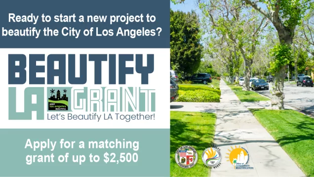 Beautify LA Grant, sidewalk with grass and trees